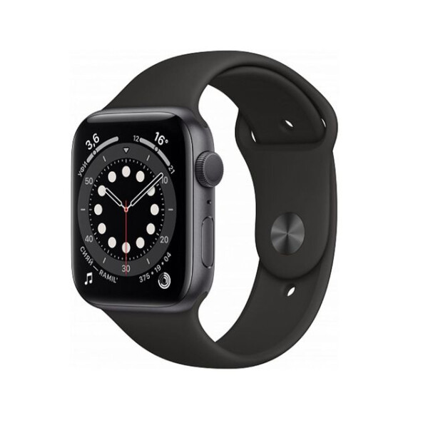 Умные часы Apple Watch Series 6 GPS 44мм Aluminum Case with Sport Band, серый космос/черный