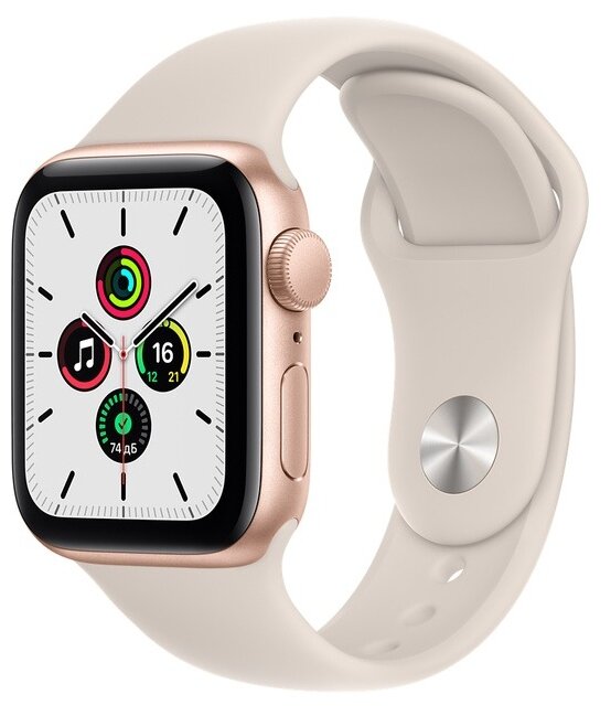 Умные часы Apple Watch SE GPS 40мм Aluminum Case with Sport Band RU, золотистый/сияющая звезда,